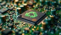 A computer chip with a green recycle symbol on it Royalty Free Stock Photo