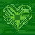 Computer chip with heart symbol Royalty Free Stock Photo