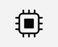 Computer Chip Icon. Artificial Intelligence Electronic Processor Microchip Symbol. CPU Graphics Card Sign Vector Clipart Cricut Royalty Free Stock Photo