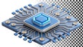 Computer chip icon, electronic circuit, technology symbol, processor element png transparent image Generative AI Royalty Free Stock Photo