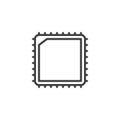 Computer chip line icon Royalty Free Stock Photo
