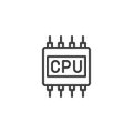 Computer chip line icon Royalty Free Stock Photo