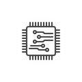 Computer chip line icon Royalty Free Stock Photo