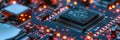 Computer Chip Macro Photo, Electronic Processor Microchip, Motherboard Part Closeup Royalty Free Stock Photo