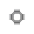 Computer chip microprocessor line icon Royalty Free Stock Photo