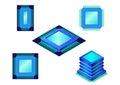 Computer chip or processor Icon set Royalty Free Stock Photo