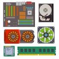 Computer chip technology processor circuit motherboard information system vector illustration