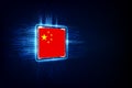 Computer chips over digital background with china flag. vector illustration Royalty Free Stock Photo
