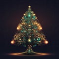 Computer Christmas tree concept, glowing electronic circuit boar