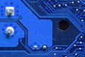 Computer circuit blue board close up. Background for the theme of electronics and computerization Royalty Free Stock Photo