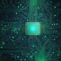 a computer circuit board with a cpu chip on it, computer graphics. texture of electronic circuit Royalty Free Stock Photo