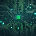 a computer circuit board with a cpu chip on it, computer graphics. texture of electronic circuit Royalty Free Stock Photo
