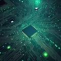 a computer circuit board with a cpu chip on it, computer graphics. texture of electronic circuit Royalty Free Stock Photo
