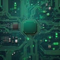a computer circuit board with a cpu chip on it, computer graphics. texture of electronic circuit Royalty Free Stock Photo