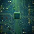 a computer circuit board with a cpu chip on it, computer graphics. texture of electronic circuit Royalty Free Stock Photo