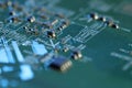 Computer circuit board, macro view. Electronic engineering Royalty Free Stock Photo