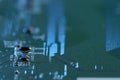 Computer circuit board, macro view. Electronic engineering Royalty Free Stock Photo