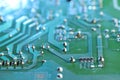 Computer circuit board, macro view. Electronic engineering Royalty Free Stock Photo