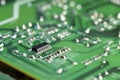 Computer circuit board, macro view. Electronic engineering Royalty Free Stock Photo