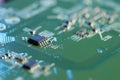 Computer circuit board, macro view. Electronic engineering Royalty Free Stock Photo