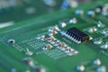 Computer circuit board, macro view. Electronic engineering Royalty Free Stock Photo