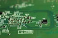 Computer circuit board, macro view. Electronic engineering Royalty Free Stock Photo