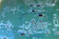 Computer circuit board, macro view. Electronic engineering Royalty Free Stock Photo