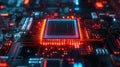 Computer circuit board processing data with glowing lines Royalty Free Stock Photo