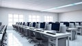 Computer class with rows of computers for teaching information technologies Royalty Free Stock Photo