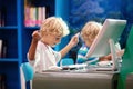 Computer class for school kids. Children study Royalty Free Stock Photo