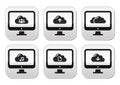 Computer and cloud buttons set for web Royalty Free Stock Photo