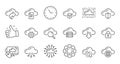 Computer cloud icons. Hosting, Computing data and File storage. Linear icon set. Vector Royalty Free Stock Photo