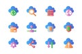 Computer cloud icons set in color flat design. Vector pictograms Royalty Free Stock Photo
