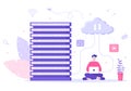Computer Cloud Server Hosting Storage Illustration Of Data Transmission Technology and Protection With Administrator or Developer Royalty Free Stock Photo