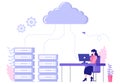 Computer Cloud Server Hosting Storage Illustration Of Data Transmission Technology and Protection With Administrator or Developer