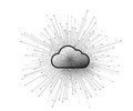 Computer cloud service technology vector background. Cloud storage illustration with abstract connect lines and dots