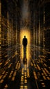 Computer code canvas Black and yellow binary background with graphical elements