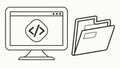 Computer with code and folder, programming and software vector design Generative AI Royalty Free Stock Photo