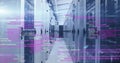 Computer code image over data servers in modern data center Royalty Free Stock Photo