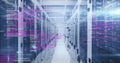 Computer code image over server racks in data center Royalty Free Stock Photo