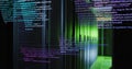 Computer code image over server racks in data center Royalty Free Stock Photo