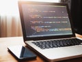 Computer code on laptop web developing Royalty Free Stock Photo