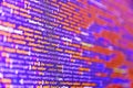 Computer code on laptop web developing. Shallow depth of field, selective focus effect. Programming code abstract screen of Royalty Free Stock Photo