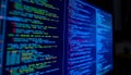 Computer code lines on dark screen, programming interface, Stock Photo, Generative AI Royalty Free Stock Photo