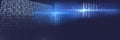 Computer code processing over blue background, technology, programming, and computer coding concept Royalty Free Stock Photo