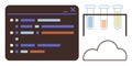 Coding Interface, Test Tubes, and Cloud Connecting Technology and Scientific Experimentation Royalty Free Stock Photo