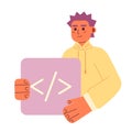 Computer coder job flat concept vector spot illustration Royalty Free Stock Photo