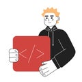 Computer coder job line concept vector spot illustration Royalty Free Stock Photo