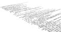 Computer codes are projected on the screen while it is being typed or written
