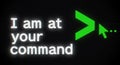 Computer command prompt cursor and text i am at your command ready to serve Royalty Free Stock Photo